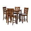 Baxton Studio Abigail Modern Grey Fabric and Walnut Brown Finished Wood 5-Piece Pub Set