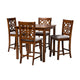 Baxton Studio Abigail Modern Grey Fabric and Walnut Brown Finished Wood 5-Piece Pub Set
