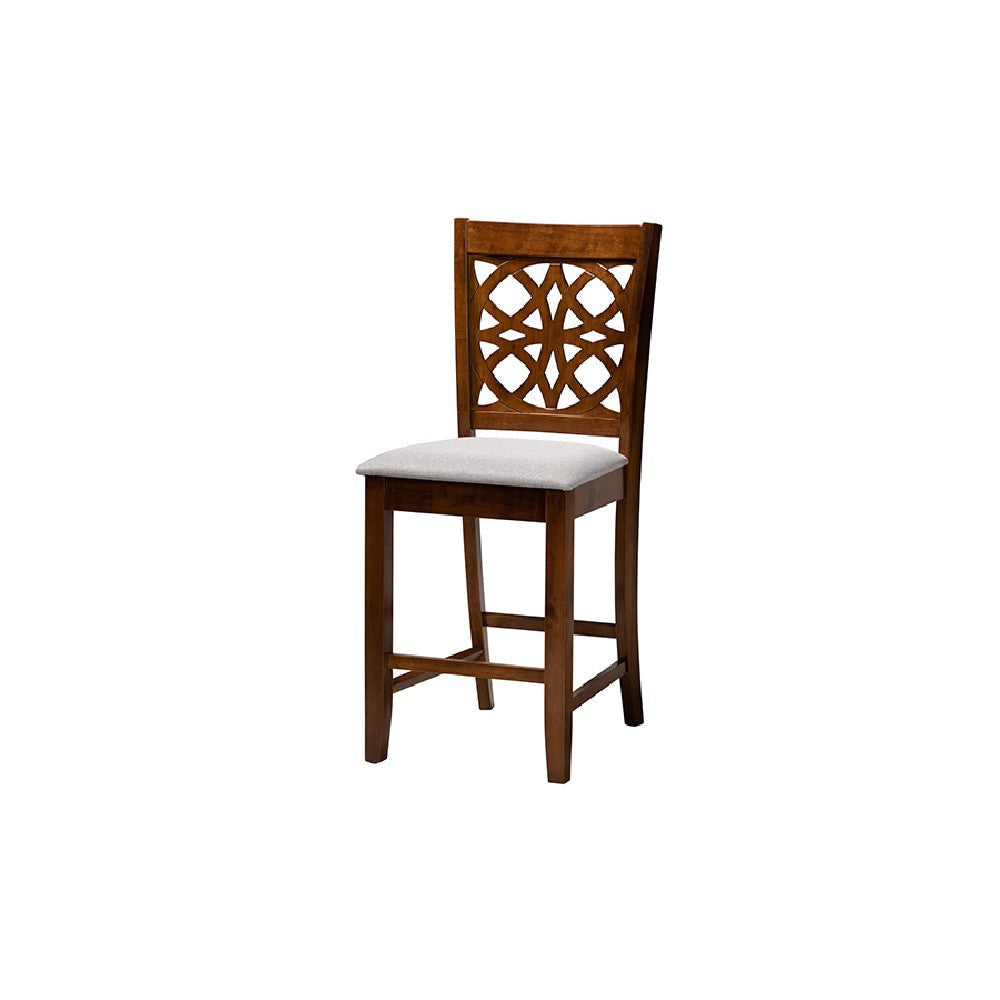 Baxton Studio Abigail Modern Grey Fabric and Walnut Brown Finished Wood 5-Piece Pub Set