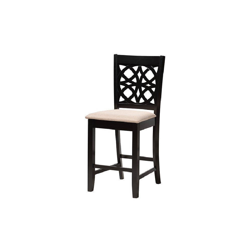 Baxton Studio Abigail Modern Beige Fabric and Dark Brown Finished Wood 5-Piece Pub Set