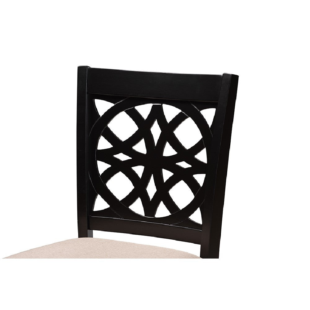 Baxton Studio Abigail Modern Beige Fabric and Dark Brown Finished Wood 5-Piece Pub Set