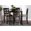 Baxton Studio Abigail Modern Beige Fabric and Dark Brown Finished Wood 5-Piece Pub Set
