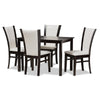Baxton Studio Adley Modern and Contemporary 5-Piece Dark Brown Finished White Faux Leather Dining Set