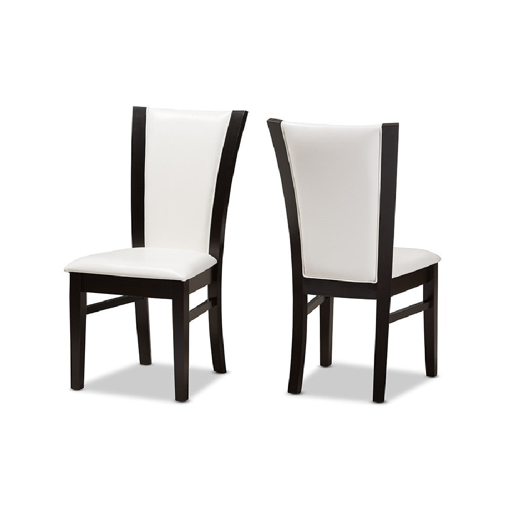 Baxton Studio Adley Modern and Contemporary 5-Piece Dark Brown Finished White Faux Leather Dining Set