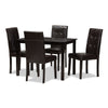 Baxton Studio Avery Modern and Contemporary Dark Brown Faux Leather Upholstered 5-Piece Dining Set WHI-RH5991C-Dark-Brown-Dining-Set