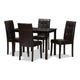 Baxton Studio Avery Modern and Contemporary Dark Brown Faux Leather Upholstered 5-Piece Dining Set WHI-RH5991C-Dark-Brown-Dining-Set