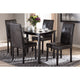 Baxton Studio Avery Modern and Contemporary Dark Brown Faux Leather Upholstered 5-Piece Dining Set WHI-RH5991C-Dark-Brown-Dining-Set