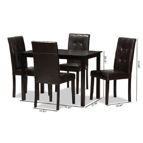 Baxton Studio Avery Modern and Contemporary Dark Brown Faux Leather Upholstered 5-Piece Dining Set