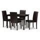Baxton Studio Mia Modern and Contemporary Dark Brown Faux Leather Upholstered 5-Piece Dining Set WHI-RH5992C-Dark-Brown-Dining-Set