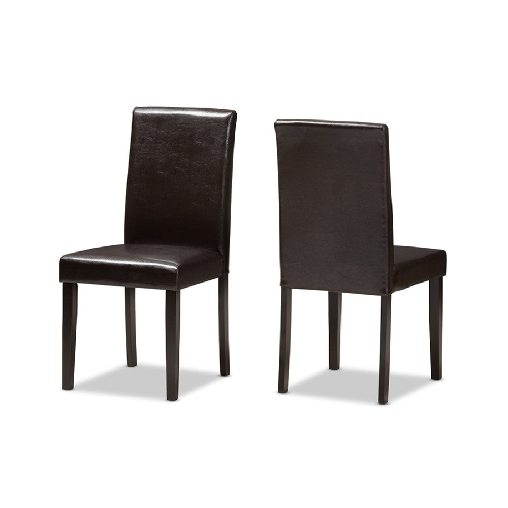 Baxton Studio Mia Modern and Contemporary Dark Brown Faux Leather Upholstered 5-Piece Dining Set WHI-RH5992C-Dark-Brown-Dining-Set