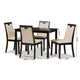 Baxton Studio Evelyn Modern and Contemporary Beige Faux Leather Upholstered and Dark Brown Finished 5-Piece Dining Set