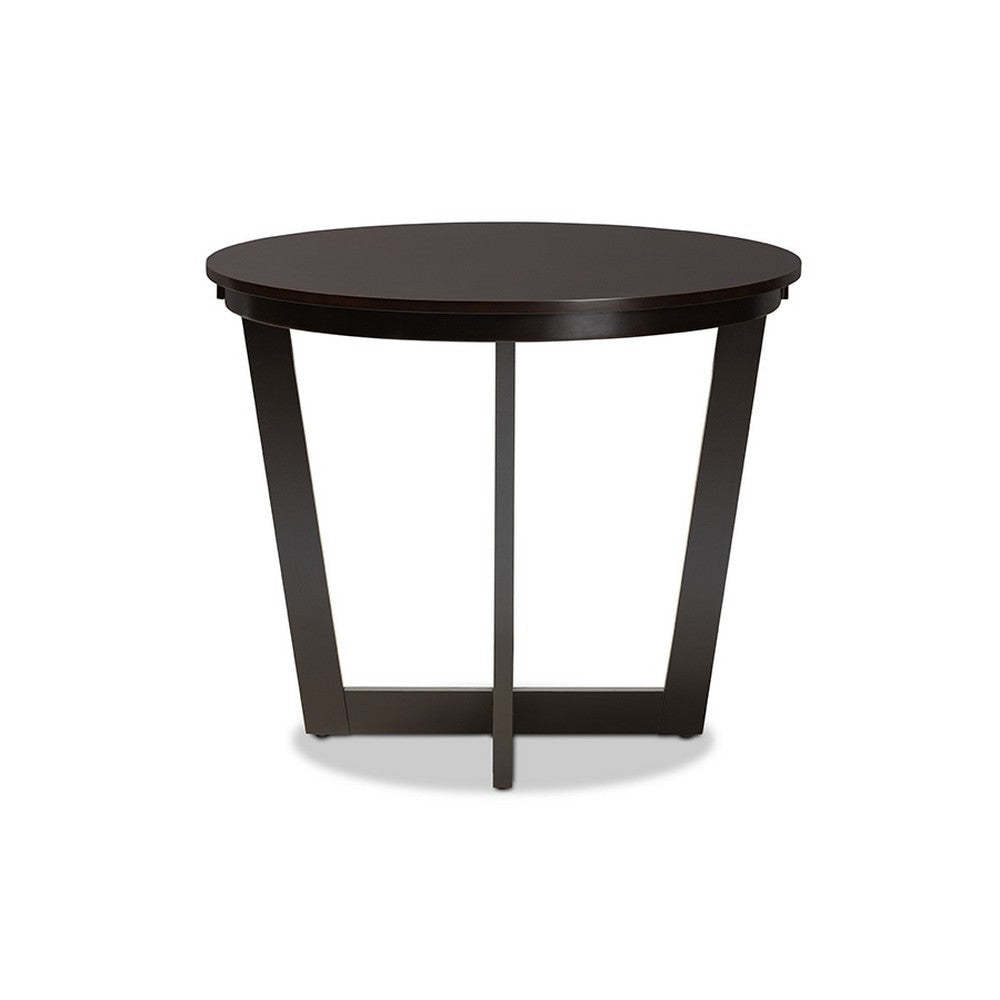 Baxton Studio Alayna Modern and Contemporary Dark Brown Finished 35-Inch-Wide Round Wood Dining Table