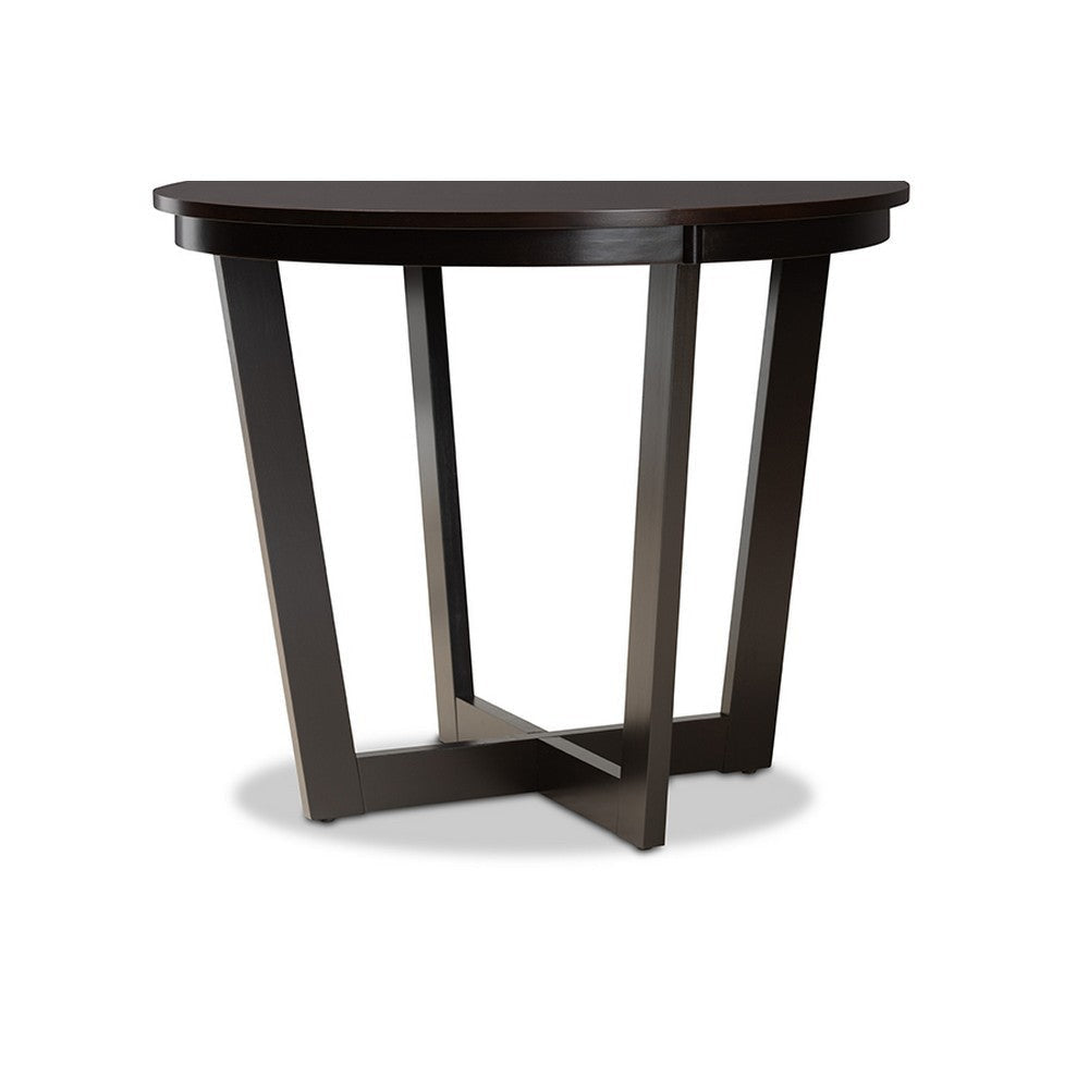 Baxton Studio Alayna Modern and Contemporary Dark Brown Finished 35-Inch-Wide Round Wood Dining Table