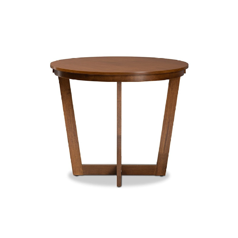 Baxton Studio Alayna Modern and Contemporary Walnut Brown Finished 35-Inch-Wide Round Wood Dining Table
