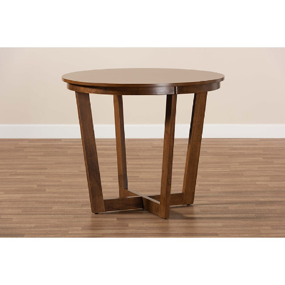 Baxton Studio Alayna Modern and Contemporary Walnut Brown Finished 35-Inch-Wide Round Wood Dining Table