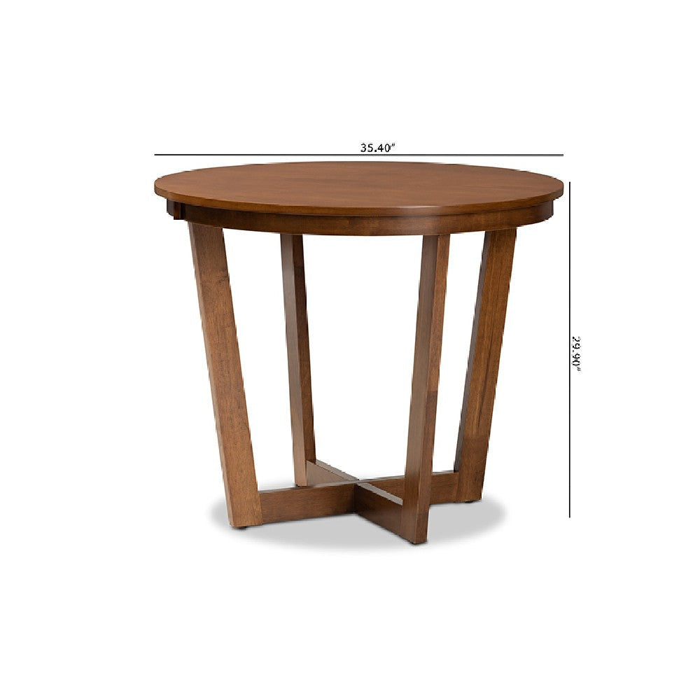 Baxton Studio Alayna Modern and Contemporary Walnut Brown Finished 35-Inch-Wide Round Wood Dining Table