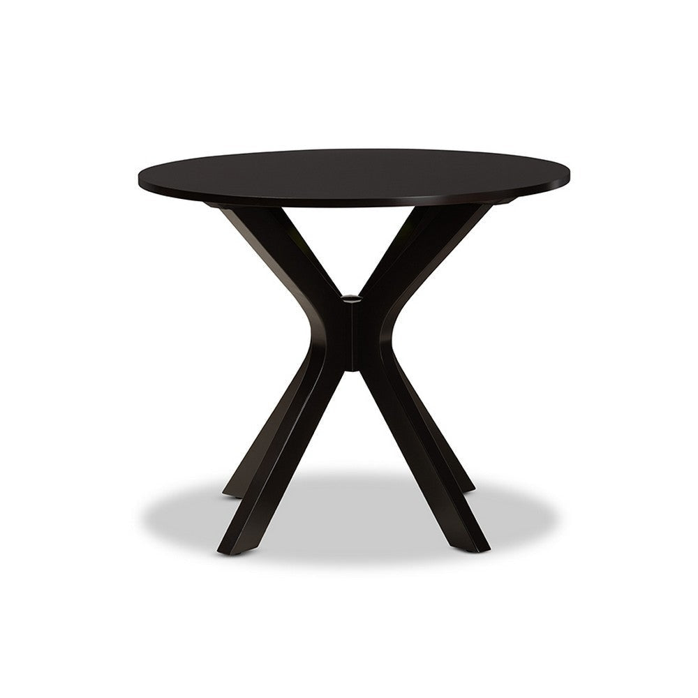 Baxton Studio Kenji Modern and Contemporary Dark Brown Finished 34-Inch-Wide Round Wood Dining Table WHI-RH7208T-Dark-Brown-35-IN-DT
