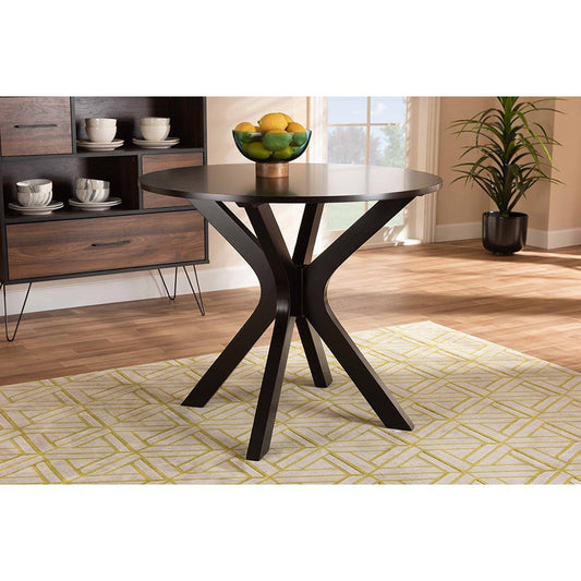 Baxton Studio Kenji Modern and Contemporary Dark Brown Finished 34-Inch-Wide Round Wood Dining Table