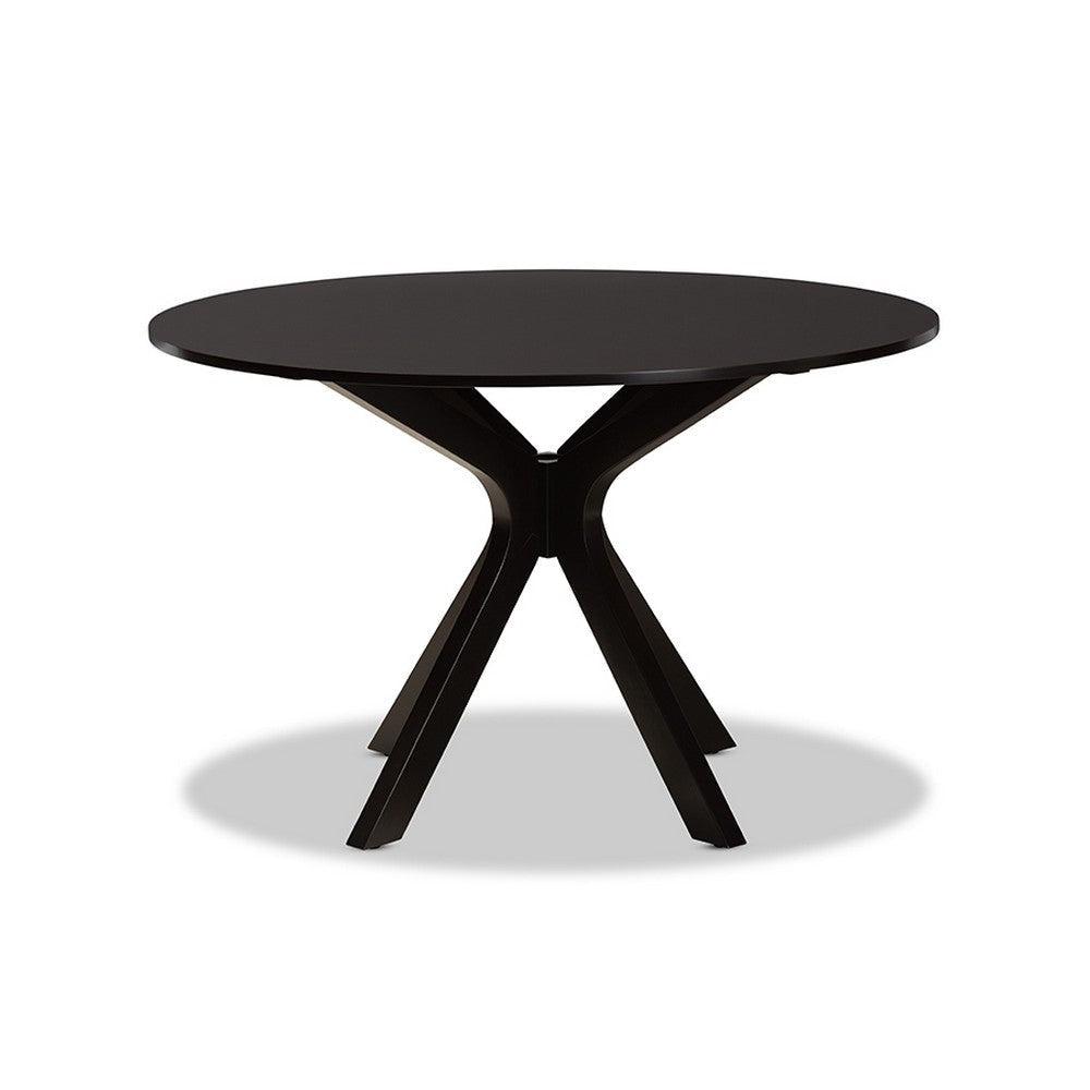 Baxton Studio Kenji Modern and Contemporary Dark Brown Finished 45-Inch-Wide Round Wood Dining Table WHI-RH7208T-Dark-Brown-48-IN-DT