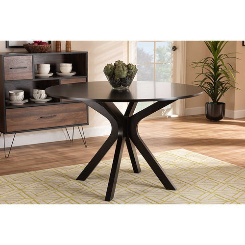 Baxton Studio Kenji Modern and Contemporary Dark Brown Finished 45-Inch-Wide Round Wood Dining Table