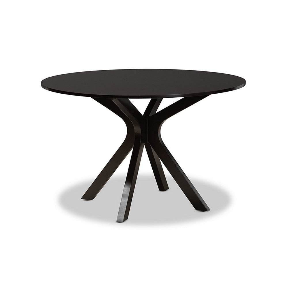 Baxton Studio Kenji Modern and Contemporary Dark Brown Finished 45-Inch-Wide Round Wood Dining Table WHI-RH7208T-Dark-Brown-48-IN-DT