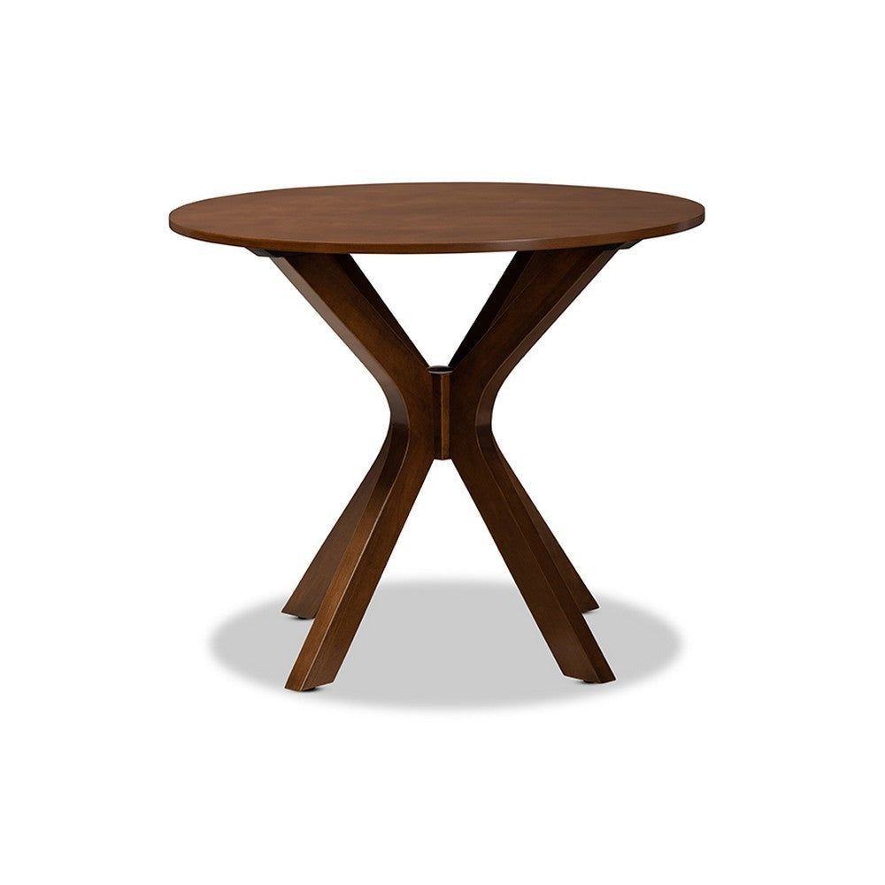 Baxton Studio Kenji Modern and Contemporary Walnut Brown Finished 34-Inch-Wide Round Wood Dining Table WHI-RH7208T-Walnut-35-IN-DT