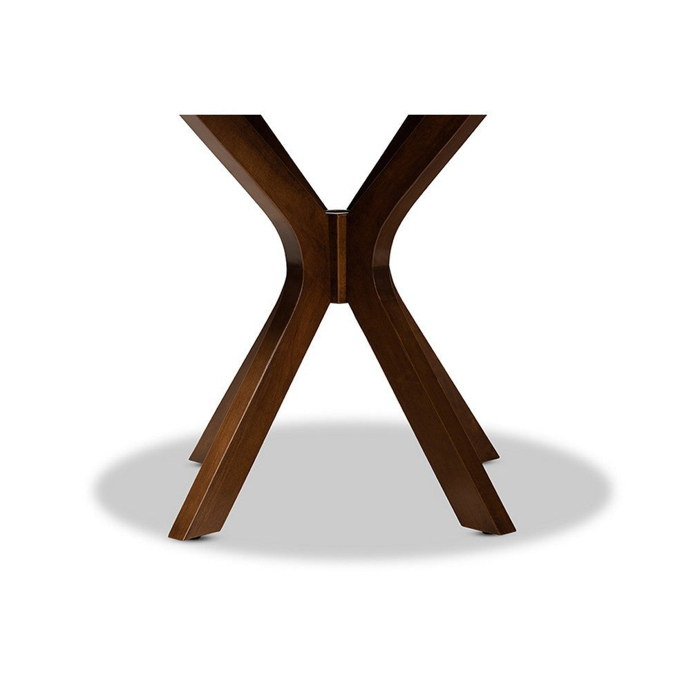 Baxton Studio Kenji Modern and Contemporary Walnut Brown Finished 34-Inch-Wide Round Wood Dining Table WHI-RH7208T-Walnut-35-IN-DT