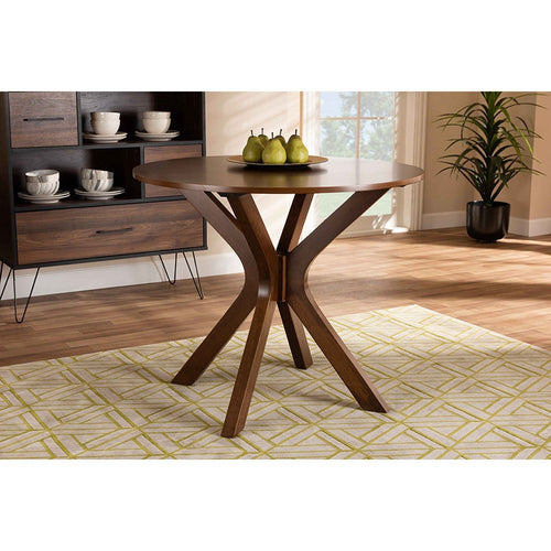 Baxton Studio Kenji Modern and Contemporary Walnut Brown Finished 34-Inch-Wide Round Wood Dining Table