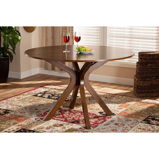 Baxton Studio Kenji Modern and Contemporary Walnut Brown Finished 45-Inch-Wide Round Wood Dining Table