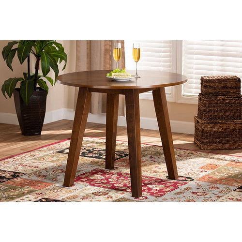 Baxton Studio Ela Modern and Contemporary Walnut Brown Finished 35-Inch-Wide Round Wood Dining Table