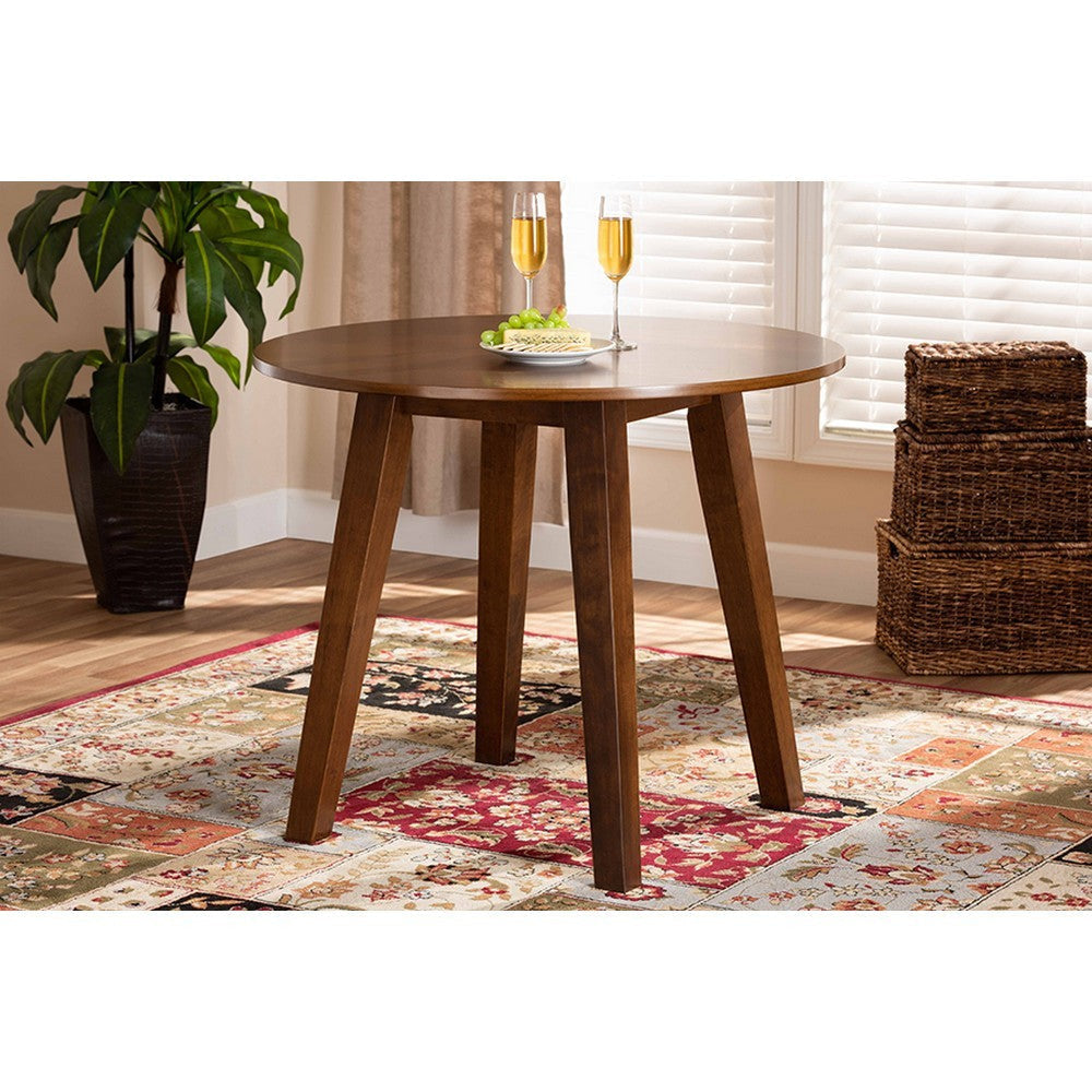 Baxton Studio Ela Modern and Contemporary Walnut Brown Finished 35-Inch-Wide Round Wood Dining Table