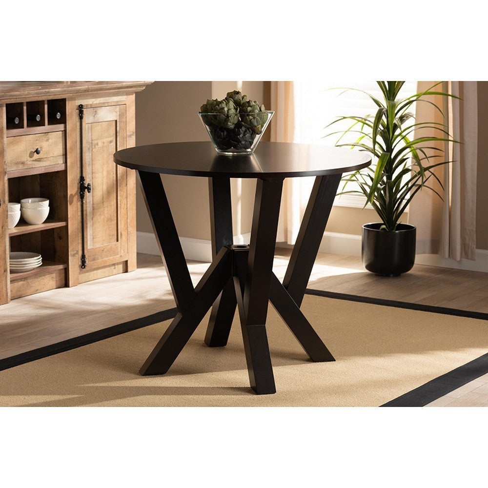 Baxton Studio Irene Modern and Contemporary Dark Brown Finished 35-Inch-Wide Round Wood Dining Table