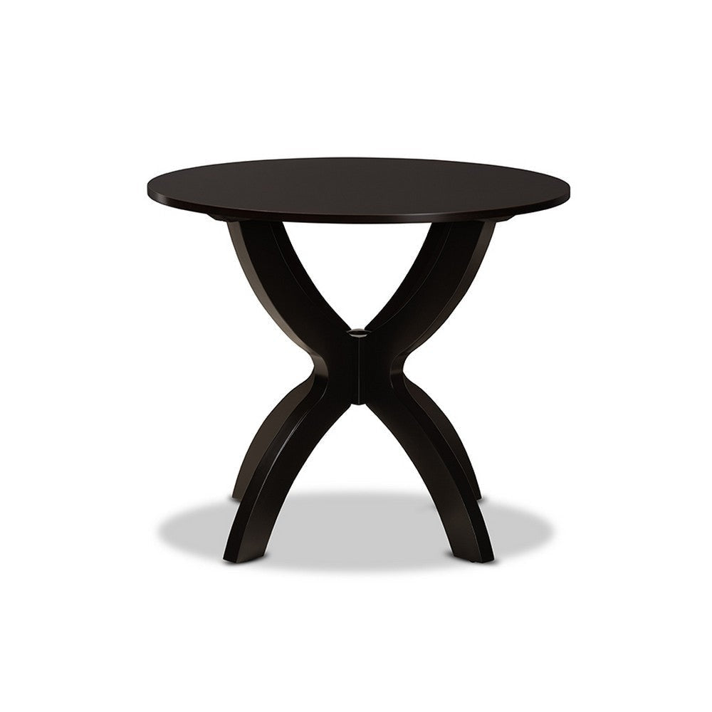 Baxton Studio Tilde Modern and Contemporary Dark Brown Finished 35-Inch-Wide Round Wood Dining Table