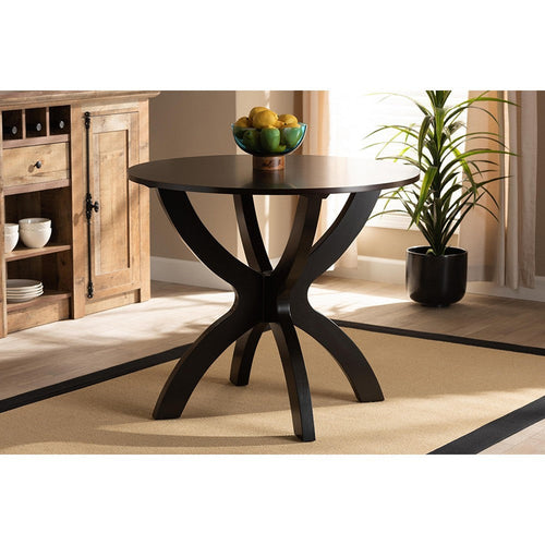 Baxton Studio Tilde Modern and Contemporary Dark Brown Finished 35-Inch-Wide Round Wood Dining Table