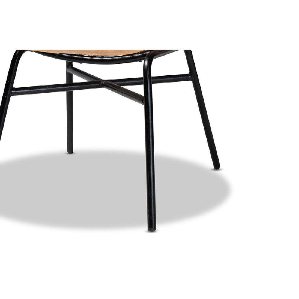 bali & pari Caelia Modern Bohemian Natural Brown Rattan and Black Metal Chair WHI-RMC033-Rattan-DC