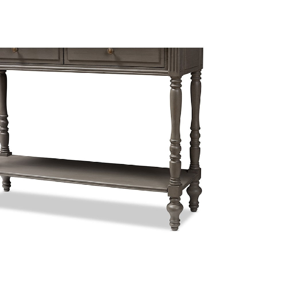 Baxton Studio Noemie Country Cottage Farmhouse Brown Finished 2-Drawer Console Table WHI-ROB10-Brown-ST