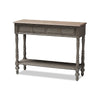 Baxton Studio Noemie Country Cottage Farmhouse Brown Finished 2-Drawer Console Table WHI-ROB10-Brown-ST