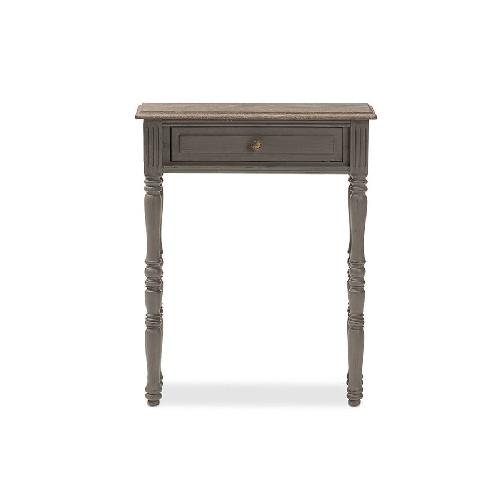Baxton Studio Noemie Country Cottage Farmhouse Brown Finished 1-Drawer Console Table WHI-ROB11-Brown-ST