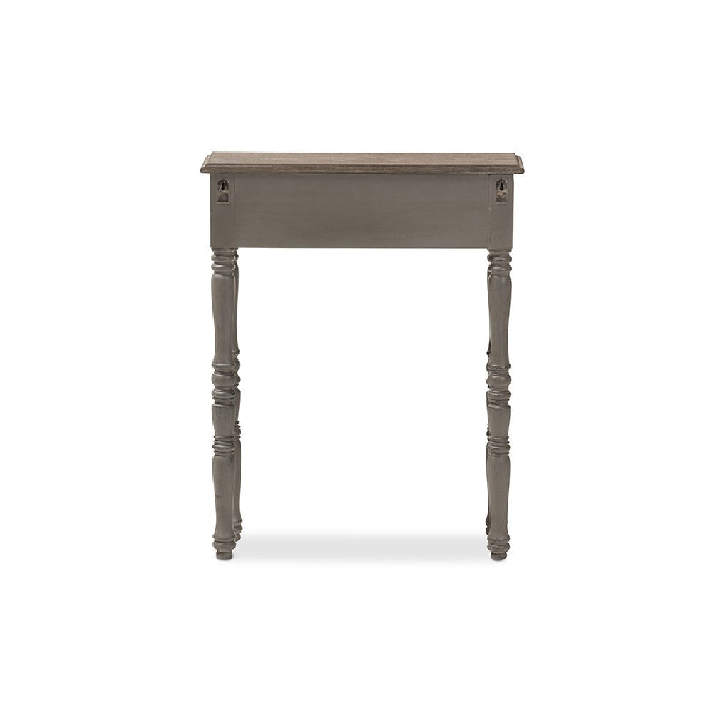 Baxton Studio Noemie Country Cottage Farmhouse Brown Finished 1-Drawer Console Table WHI-ROB11-Brown-ST