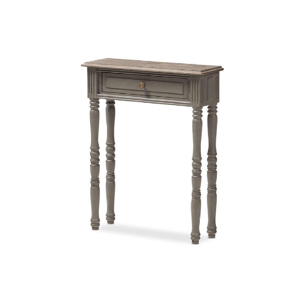 Baxton Studio Noemie Country Cottage Farmhouse Brown Finished 1-Drawer Console Table WHI-ROB11-Brown-ST