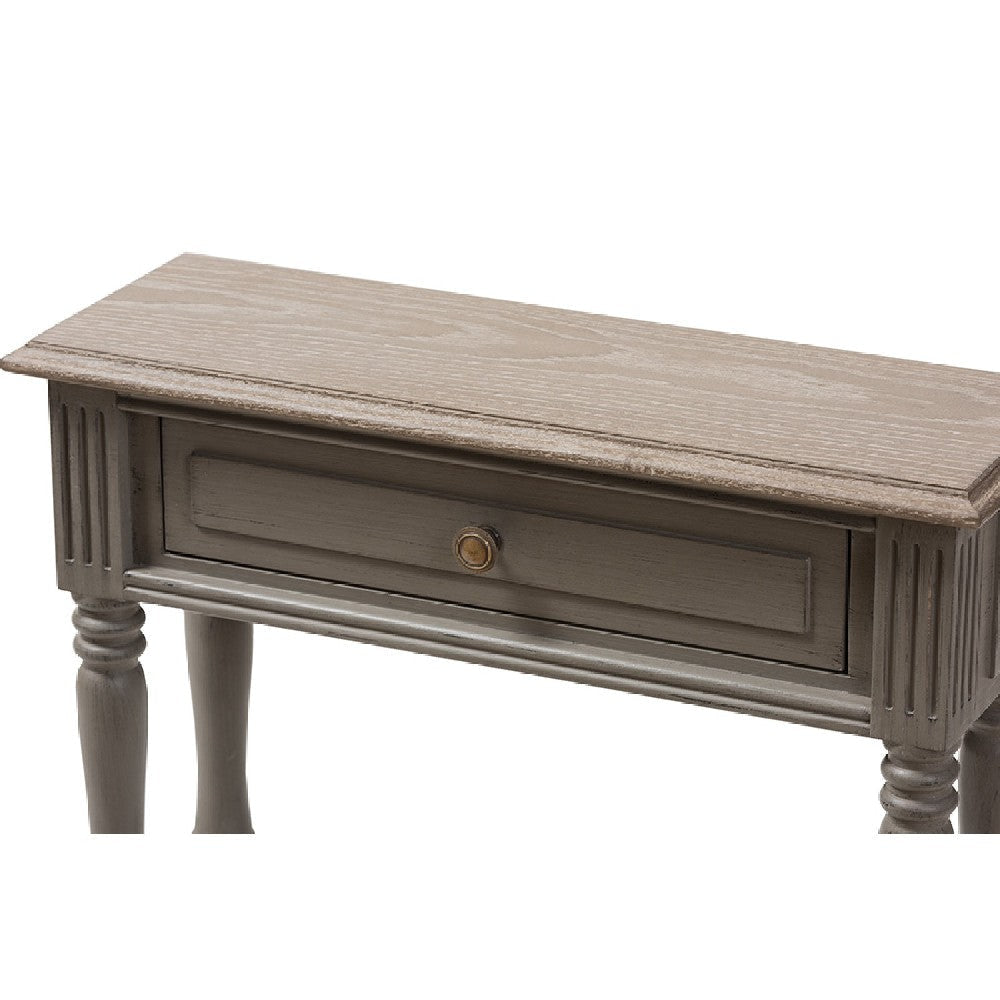 Baxton Studio Noemie Country Cottage Farmhouse Brown Finished 1-Drawer Console Table WHI-ROB11-Brown-ST