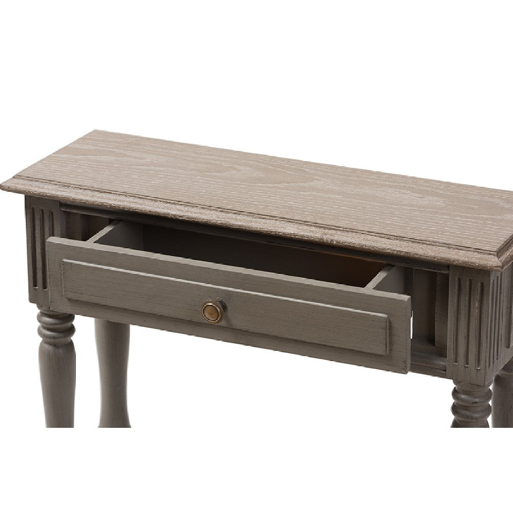 Baxton Studio Noemie Country Cottage Farmhouse Brown Finished 1-Drawer Console Table WHI-ROB11-Brown-ST