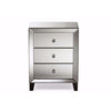 Baxton Studio Chevron Modern and Contemporary Hollywood Regency Glamour Style Mirrored 3-Drawers End Table WHI-RS1155