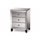 Baxton Studio Chevron Modern and Contemporary Hollywood Regency Glamour Style Mirrored 3-Drawers End Table WHI-RS1155