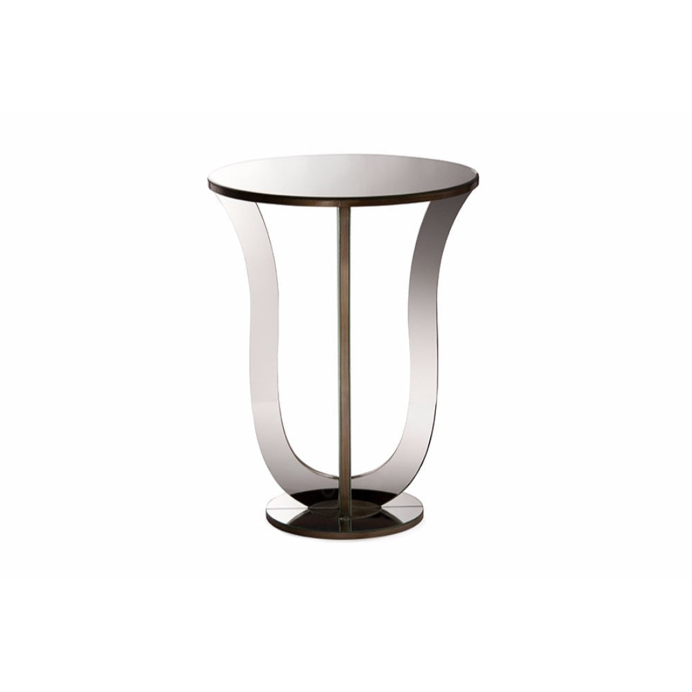 Baxton Studio Kylie Modern and Contemporary Hollywood Regency Glamour Style Mirrored Accent Side Table WHI-RS1242