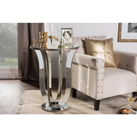 Baxton Studio Kylie Modern and Contemporary Hollywood Regency Glamour Style Mirrored Accent Side Table