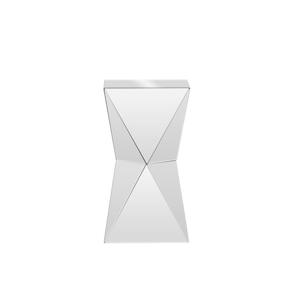 Baxton Studio Rebecca Contemporary Multi-Faceted Mirrored Side Table WHI-RS1764