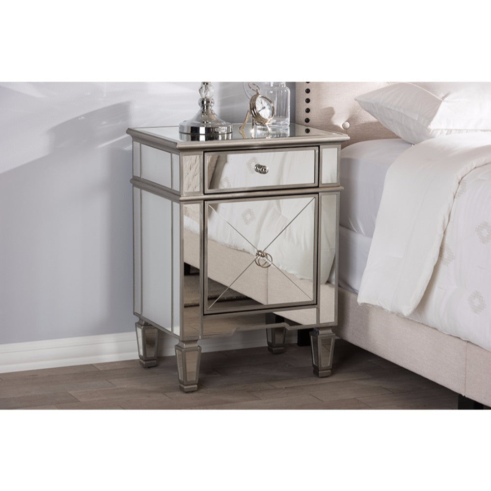 Baxton Studio Claudia Hollywood Regency Glamour Style Mirrored End Table