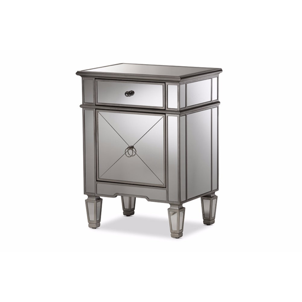 Baxton Studio Claudia Hollywood Regency Glamour Style Mirrored End Table WHI-RS2403