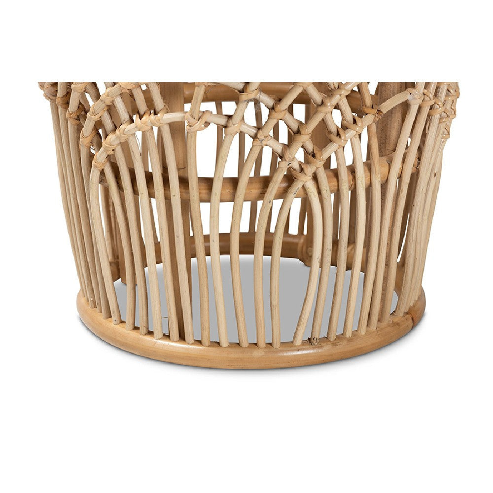 bali & pari Edena Modern Bohemian Natural Brown Finished Rattan End Table WHI-RT009-Rattan-ET